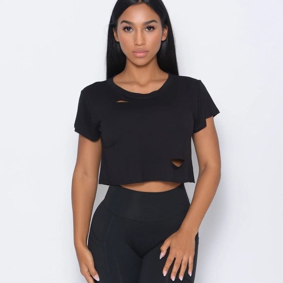 COPY - Bombshell Black Shredded Tshirt Sz S - Picture 2 of 10